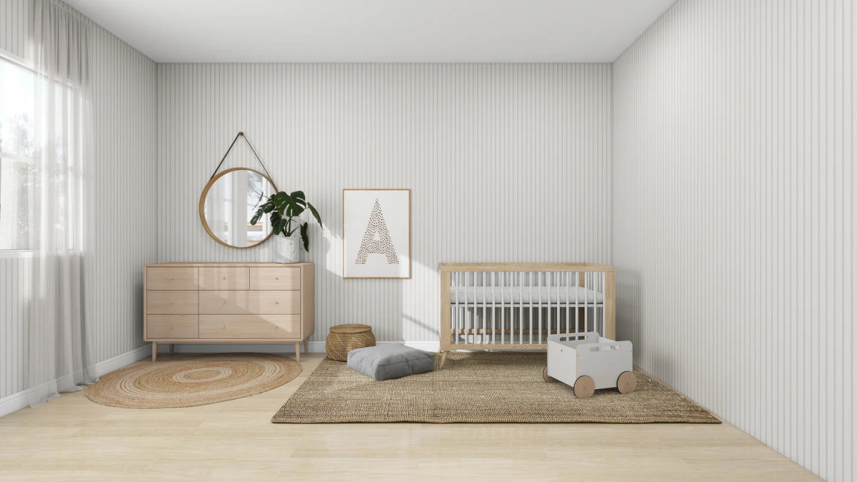 MUNKS & ME - Papier Peint Panoramique Pour Enfants - À Fines Rayures Beige Clair