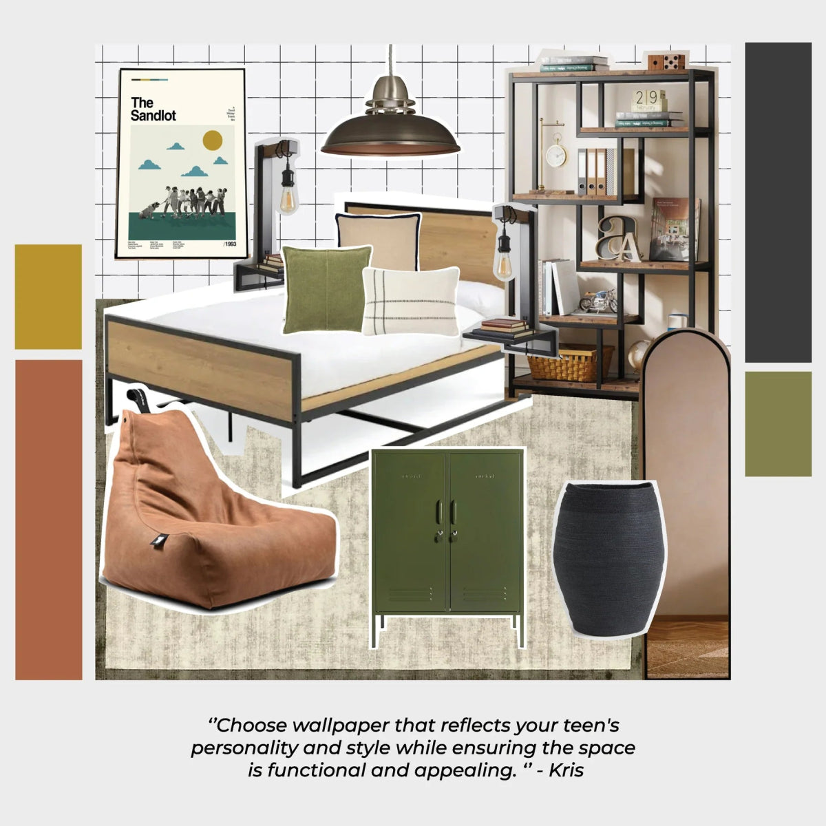 MUNKS & ME - Papier Peint Panoramique Pour Enfants - À Motifs Répétés Urban Grid