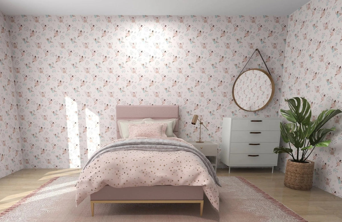 MUNKS & ME - Papier Peint Panoramique Pour Enfants - À Pois Peints, Motif Répété, Rose, Féerique