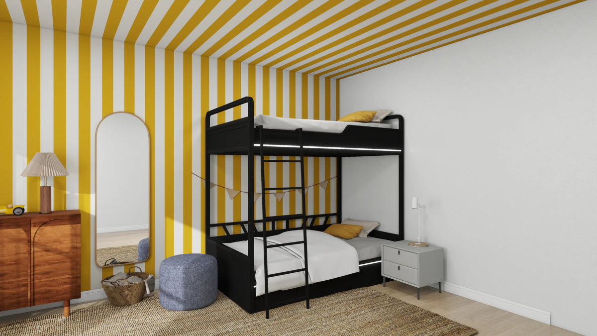 MUNKS & ME - Papier Peint Panoramique Pour Enfants - À Rayures Circus Moutarde