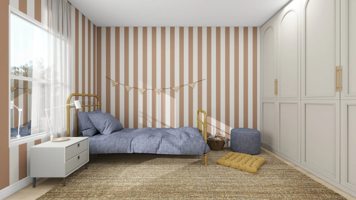 MUNKS & ME - Papier Peint Panoramique Pour Enfants - À Rayures Cirque Café Au Lait