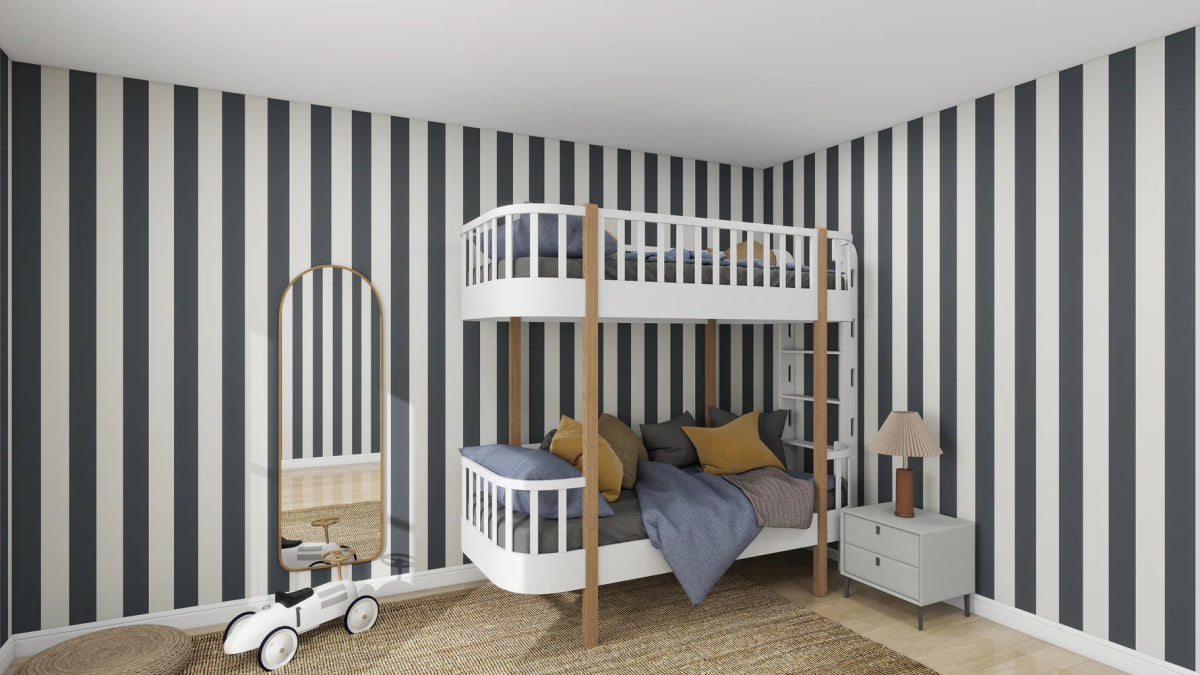 MUNKS & ME - Papier Peint Panoramique Pour Enfants - À Rayures Cirque Denim