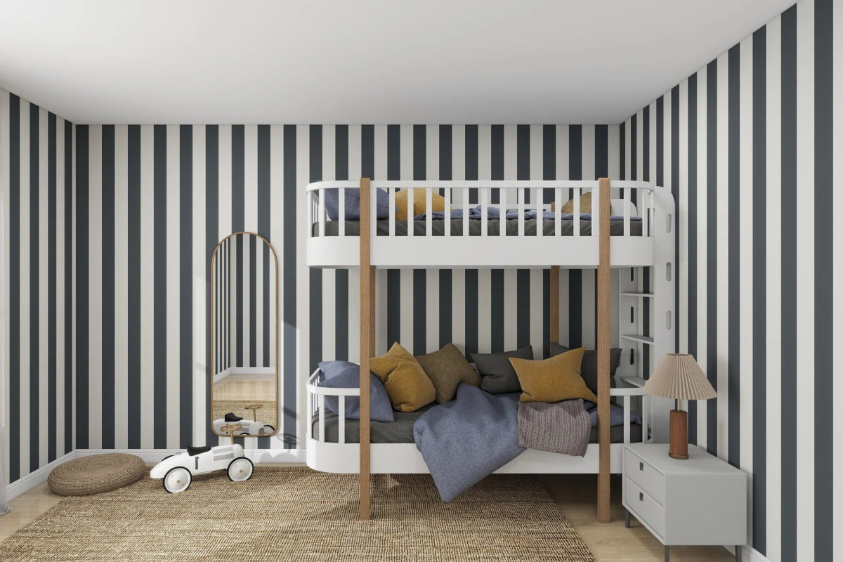 MUNKS & ME - Papier Peint Panoramique Pour Enfants - À Rayures Cirque Denim