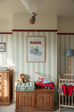 MUNKS & ME - Papier Peint Panoramique Pour Enfants - À Rayures Festonnées Bleu