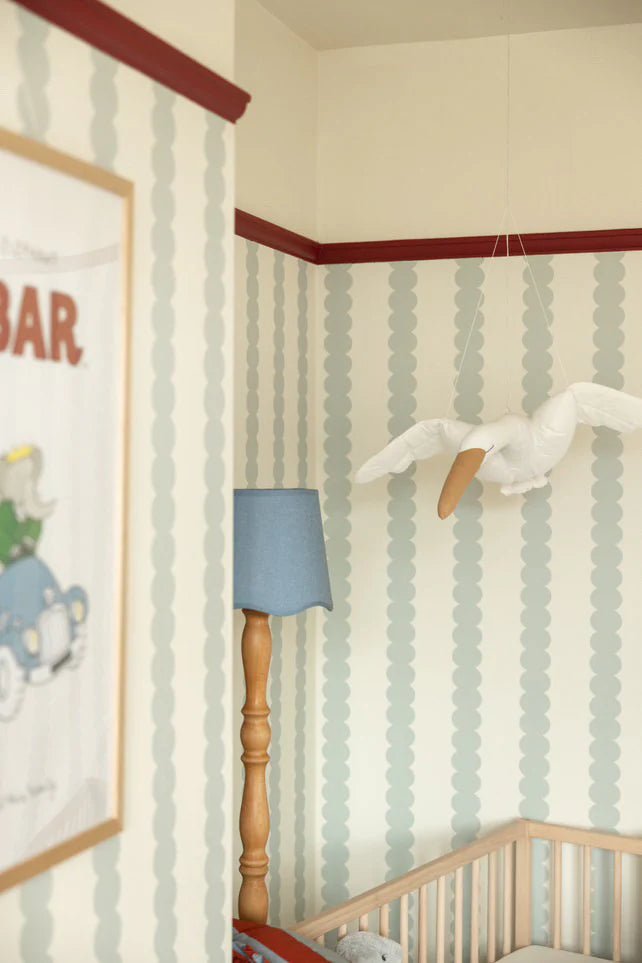 MUNKS & ME - Papier Peint Panoramique Pour Enfants - À Rayures Festonnées Bleu