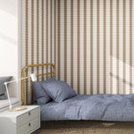 MUNKS & ME - Papier Peint Panoramique Pour Enfants - À Rayures Festonnées Latte