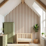 MUNKS & ME - Papier Peint Panoramique Pour Enfants - À Rayures Festonnées Moka