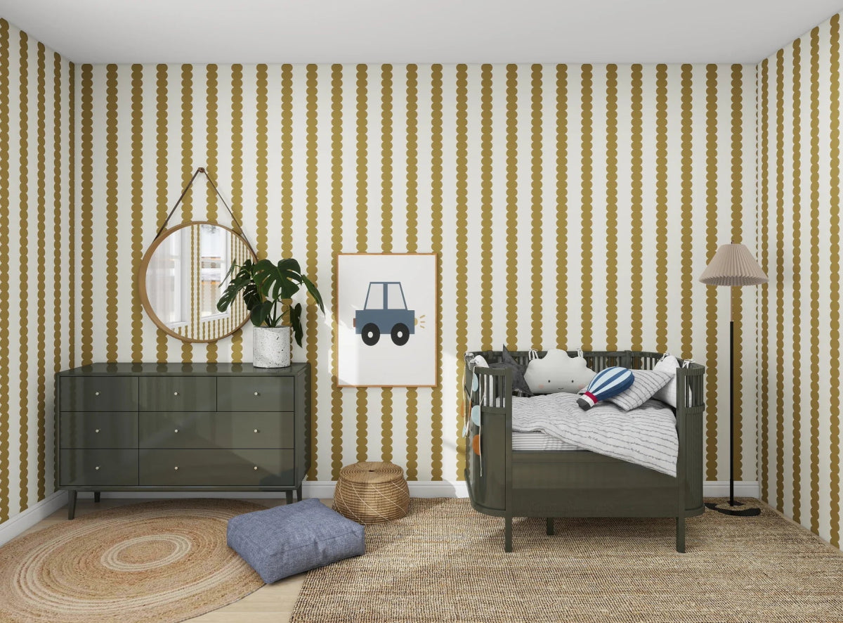MUNKS & ME - Papier Peint Panoramique Pour Enfants - À Rayures Festonnées Mousse