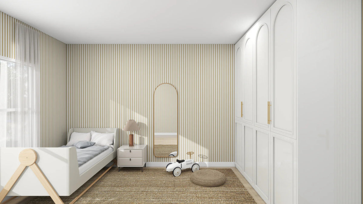 MUNKS & ME - Papier Peint Panoramique Pour Enfants - À Rayures Fines Mousse