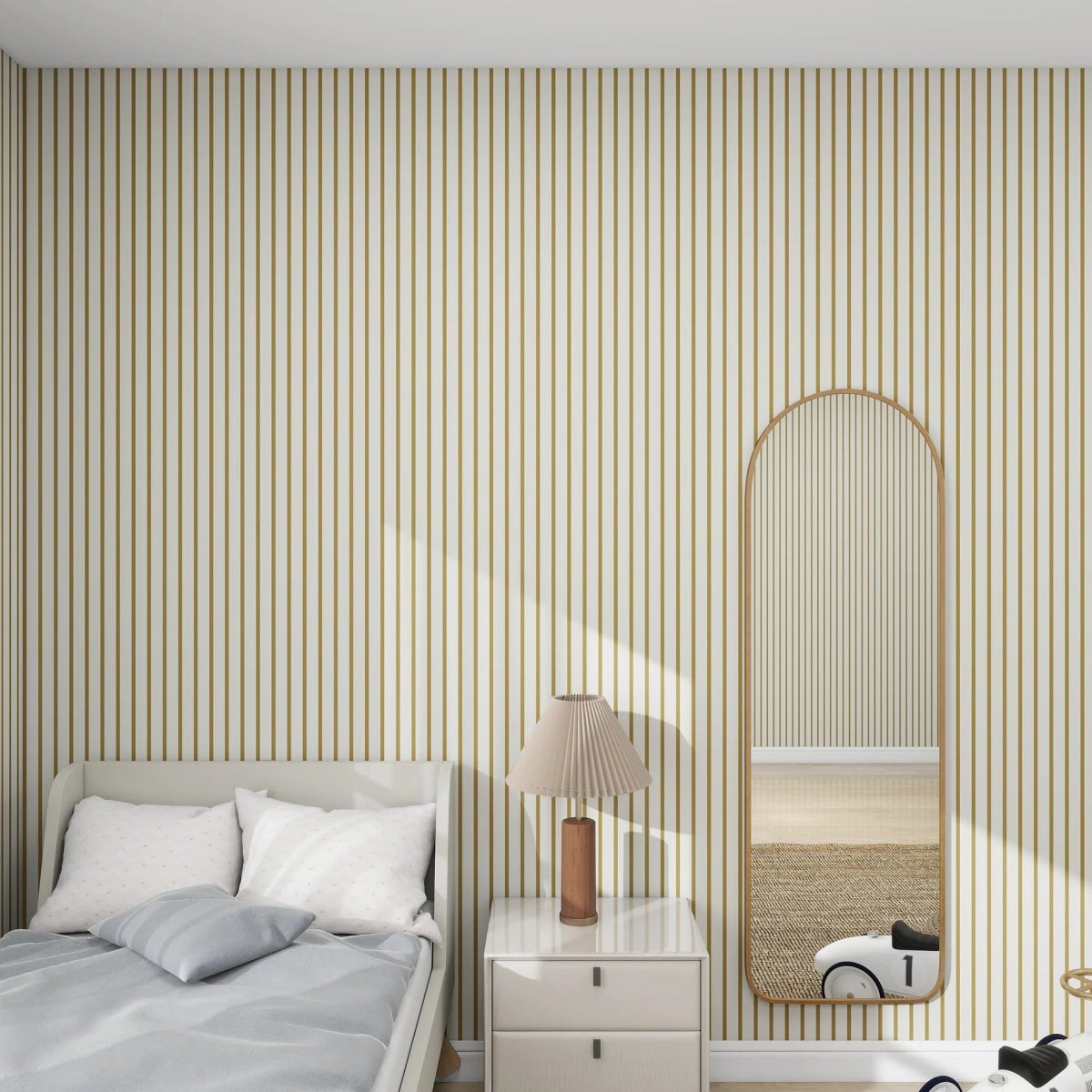 MUNKS & ME - Papier Peint Panoramique Pour Enfants - À Rayures Fines Mousse