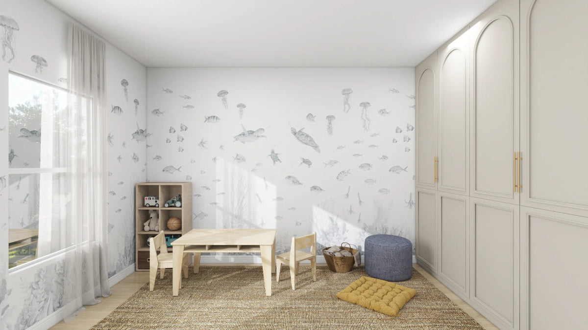 MUNKS & ME - Papier Peint Panoramique Pour Enfants - Aquarium | Bleu