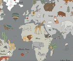 MUNKS & ME - Papier Peint Panoramique Pour Enfants - Carte Du Monde | Bleu