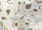 MUNKS & ME - Papier Peint Panoramique Pour Enfants - Carte Du Monde | Gris