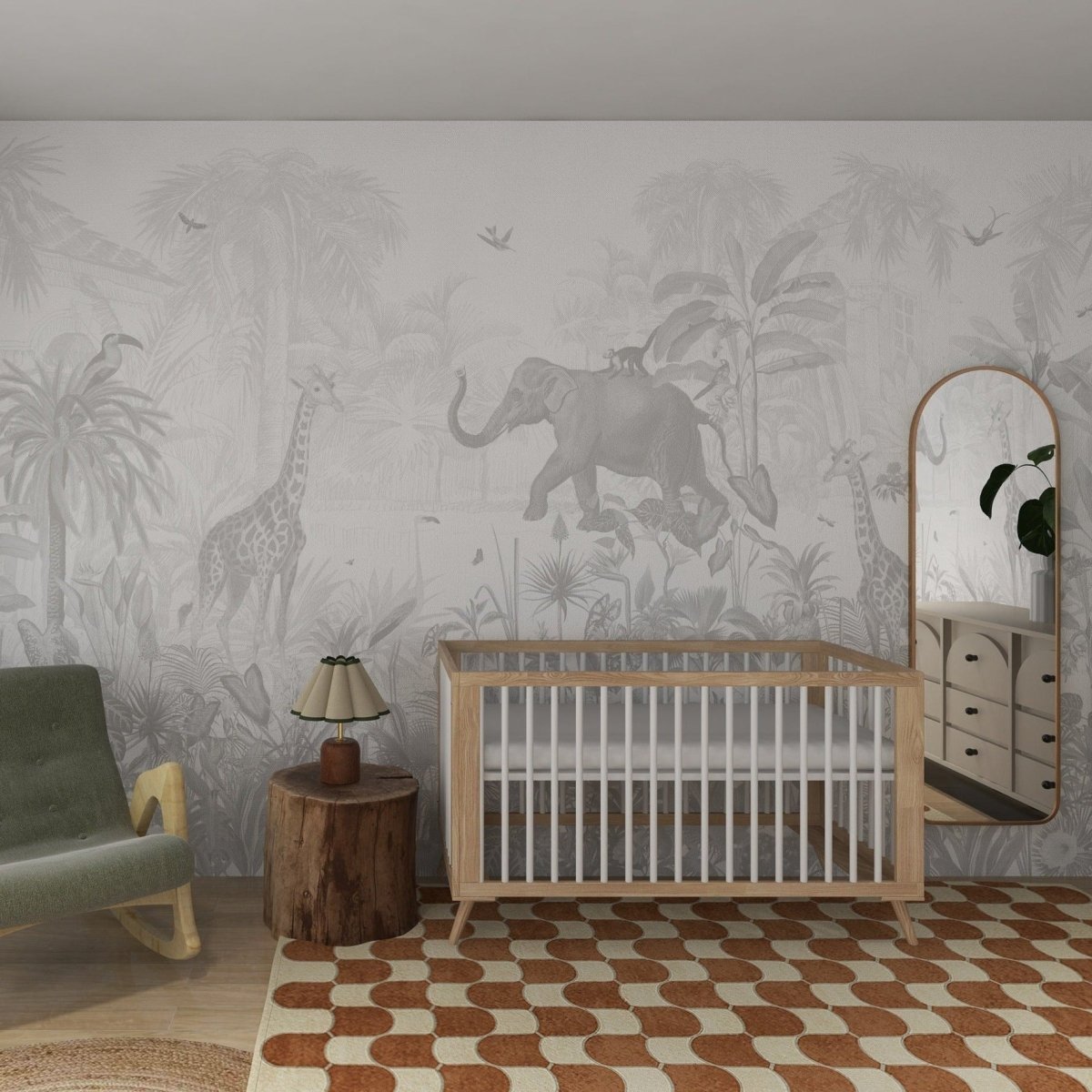 MUNKS & ME - Papier Peint Panoramique Pour Enfants - Munks + Me X Olivia Bowen | Jungle Magique Monochrome