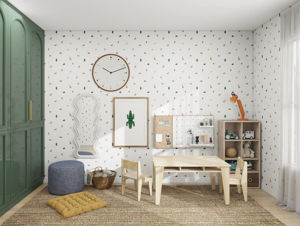 MUNKS & ME - Papier Peint Panoramique Pour Enfants - Safari À Motifs Répétés Tiny Tracks