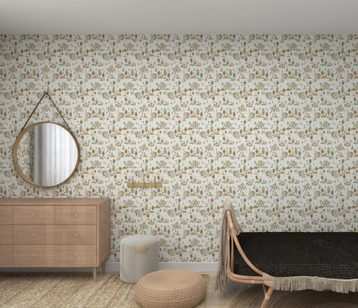 MUNKS & ME - Papier Peint Pour Enfants - Motif Répétitif Ours Hivernaux