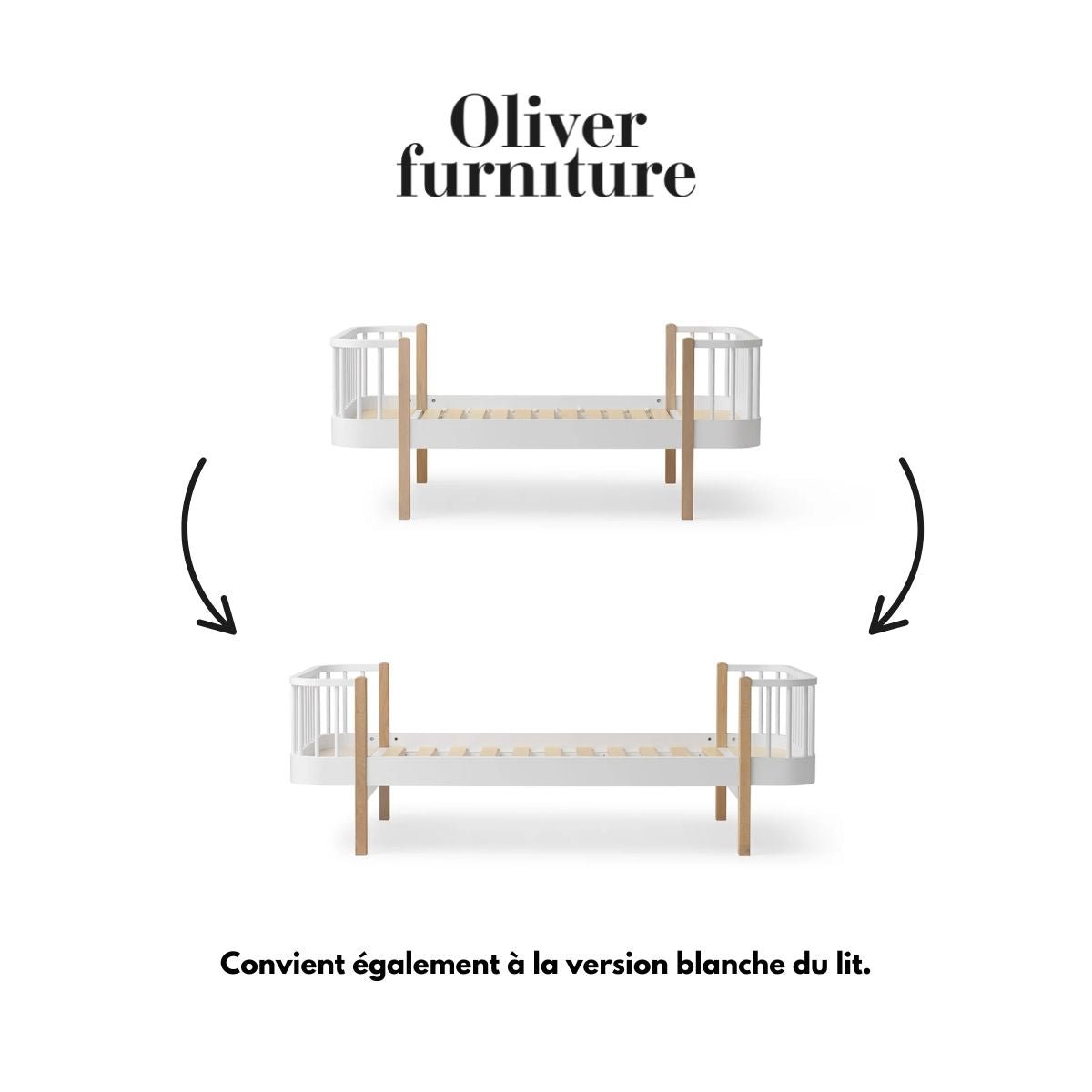 OLIVER FURNITURE - 041421 - Kit De Conversion Original, Lit Junior - En Lit 200cm
