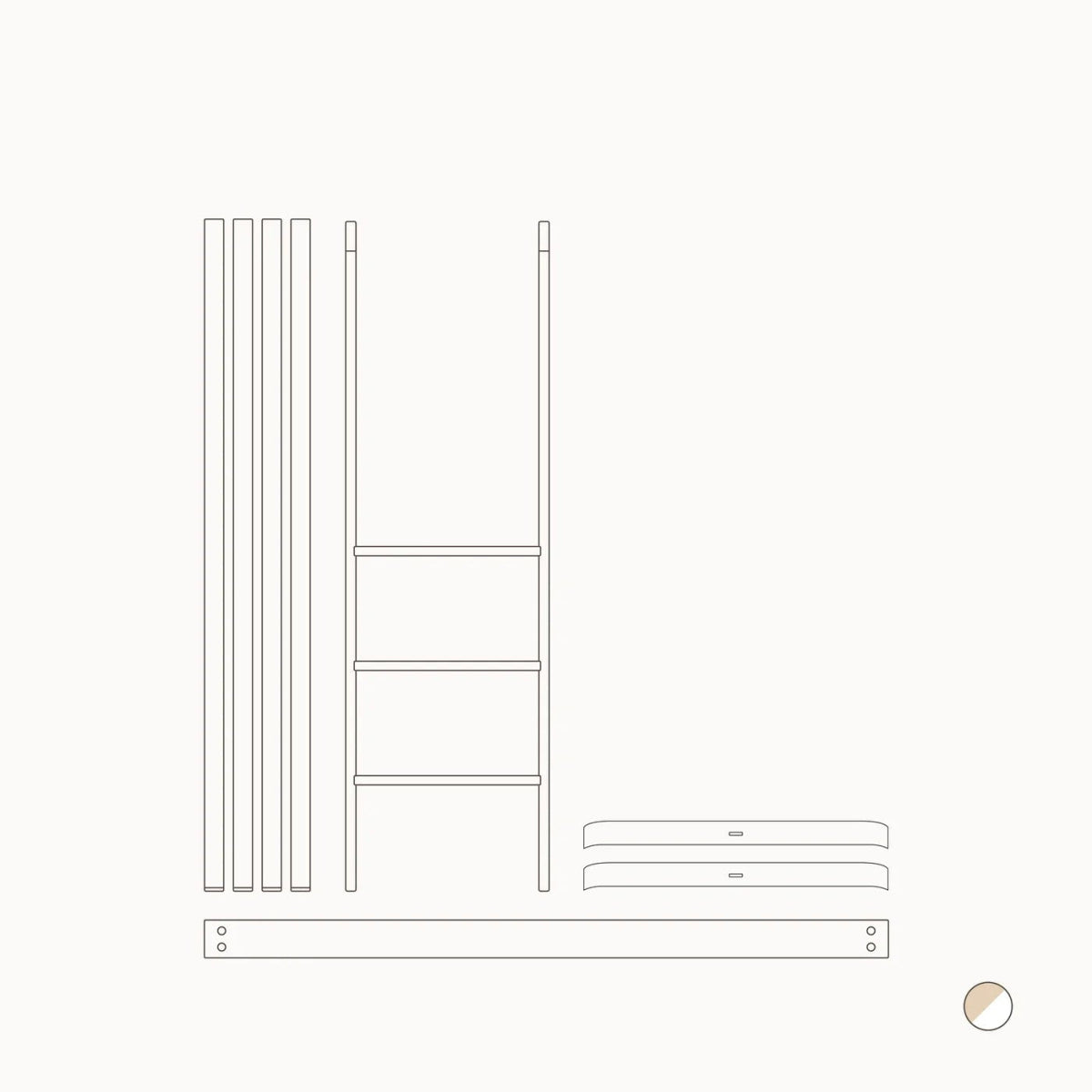 OLIVER FURNITURE - 041453 - Kit De Conversion - Lit Bébé Évolutif Mini+, Avec Kit Junior Inclus - En Lit Mezzanine Mi - haut, Blanc/chêne