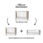 OLIVER FURNITURE - 041457 - Kit De Conversion - Lit Bébé Évolutif Mini+, Kit Famille (complément Au Lit Bébé Évolutif Mini+, Avec Kit Junior Inclus, Blanc/chêne Et Blanc)