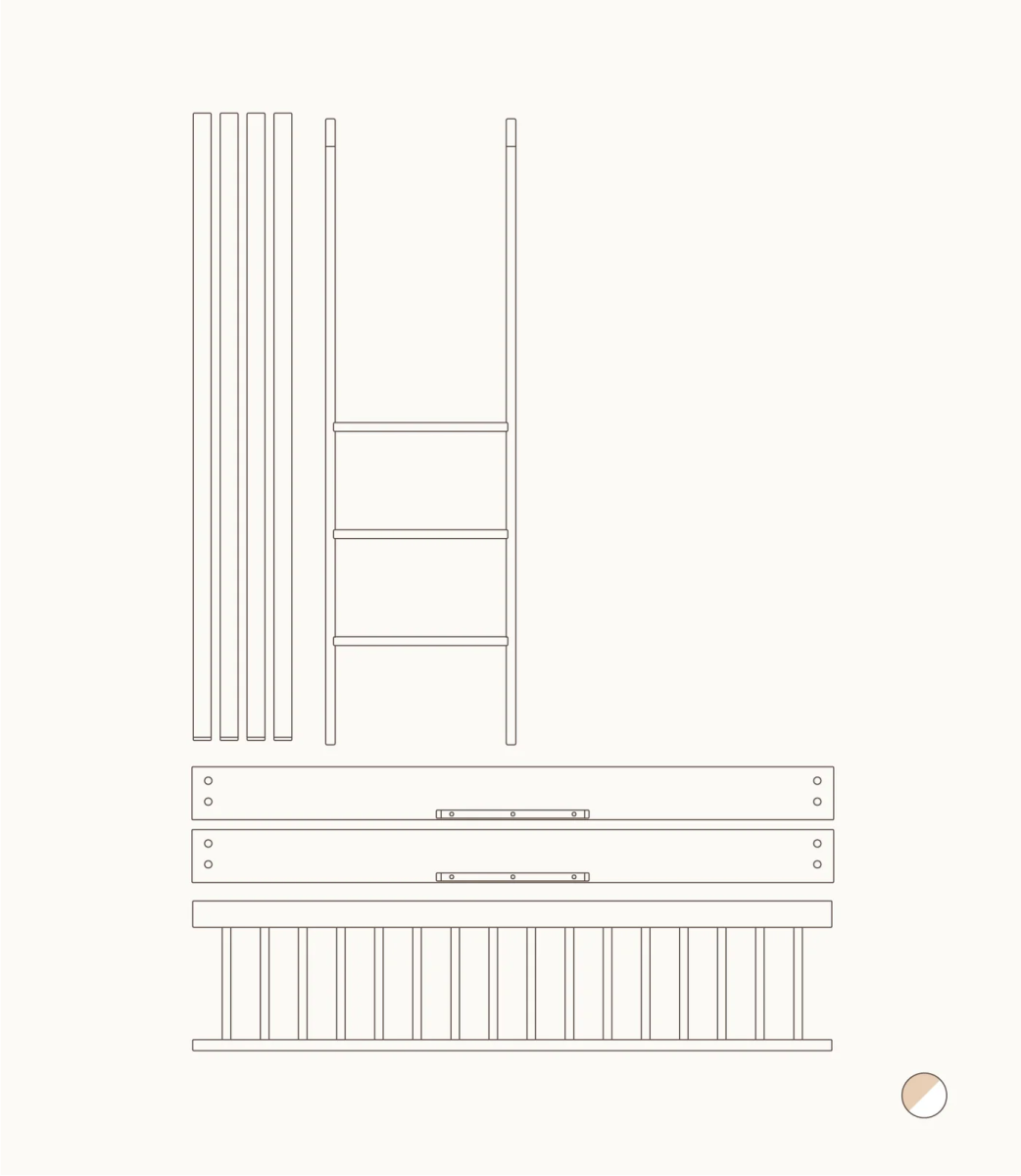 OLIVER FURNITURE - 041459 - Kit De Conversion - Lit Bébé Évolutif Mini+ & Lit Junior - En Lit Superposé Mi - haut, Bl./chêne