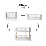 OLIVER FURNITURE - 041459 - Kit De Conversion - Lit Bébé Évolutif Mini+ & Lit Junior - En Lit Superposé Mi - haut, Bl./chêne