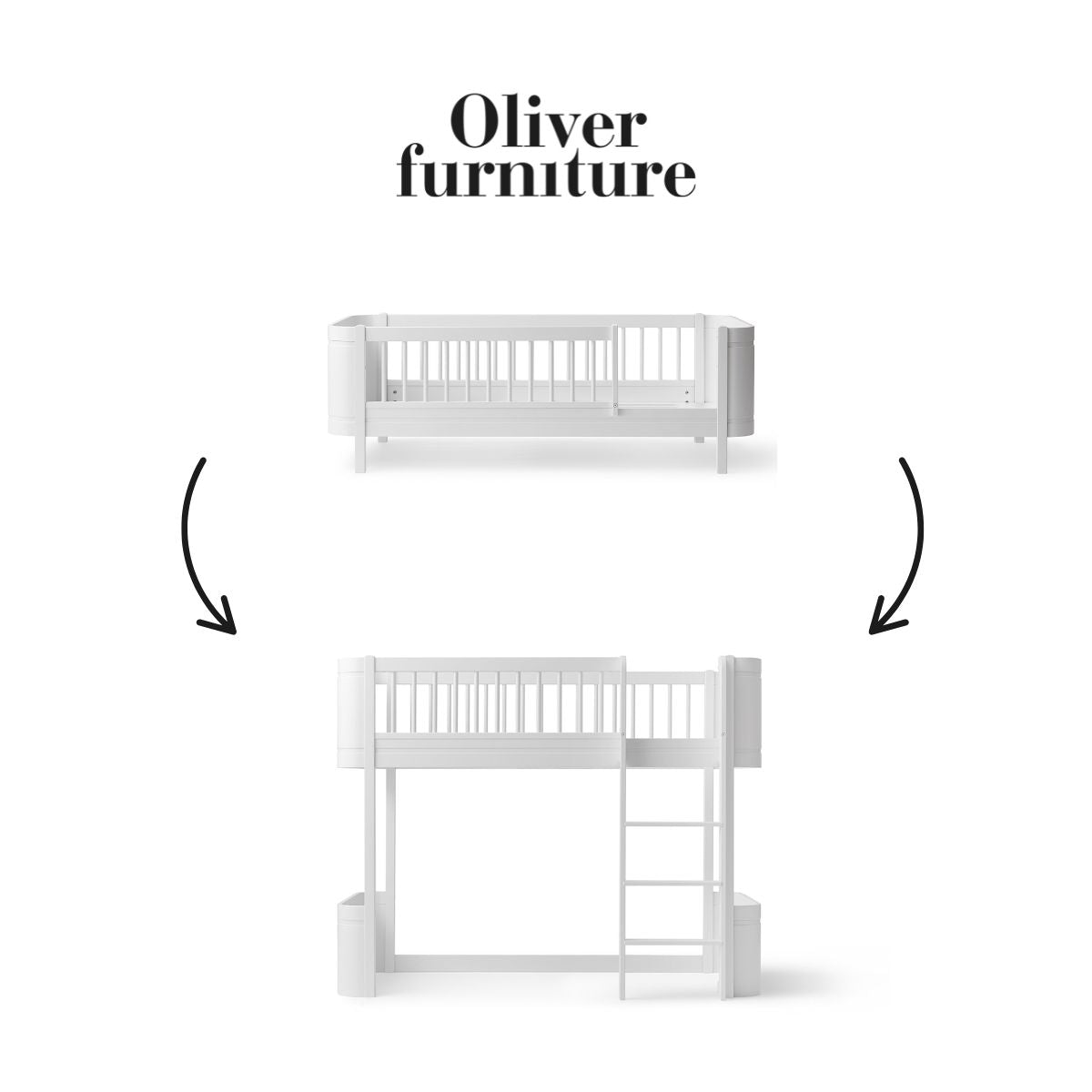 OLIVER FURNITURE - 041468 - Kit De Conversion Mini+, Lit Junior - En Lit Mezzanine Mi - haut, Blanc