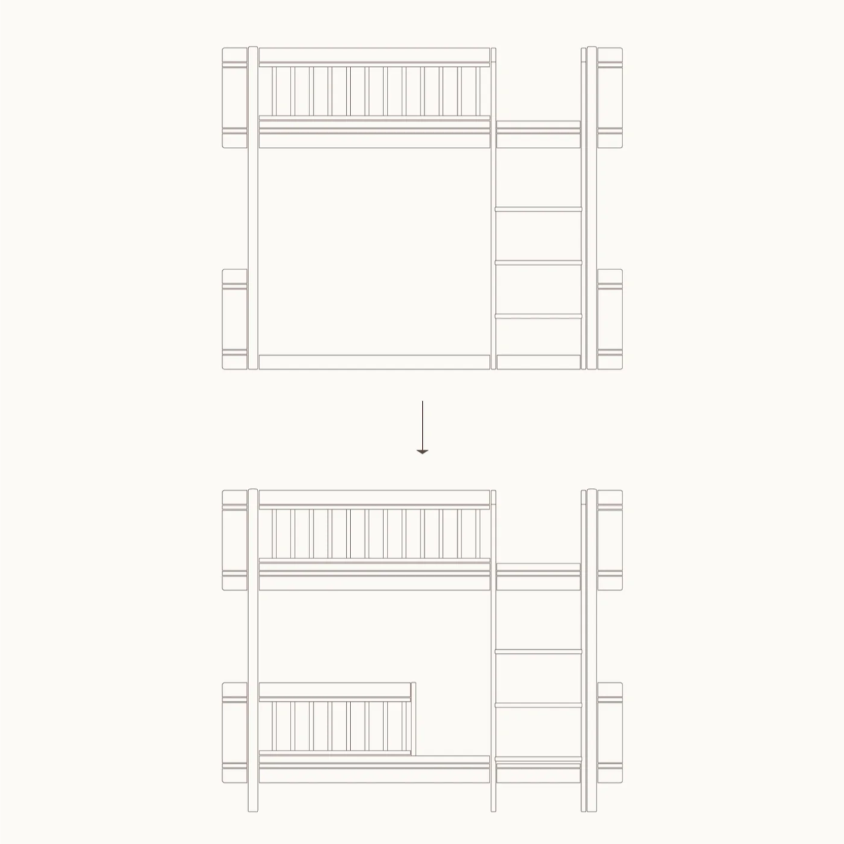 OLIVER FURNITURE - 041471 - Kit De Conversion Mini+, Lit Mezzanine Mi - haut - En Lit Superposé Mi - haut, Bl./chêne