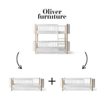 OLIVER FURNITURE - 041475 - Kit De Conversion Mini+, Lit Superposé Mi - haut - En 2 Lits Juniors, Blanc/chêne