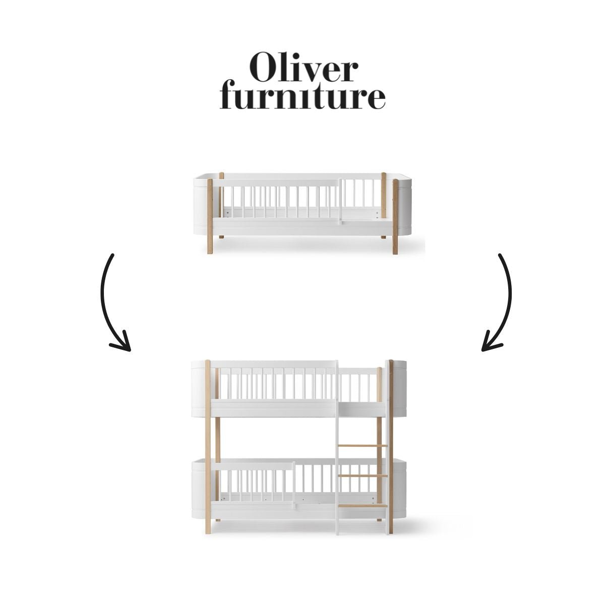 OLIVER FURNITURE - 041483 - Kit De Conversion Mini+, Lit Junior - En Lit Superposé Mi - haut, Blanc/chêne