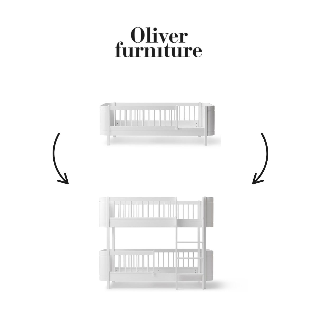 OLIVER FURNITURE - 041484 - Kit De Conversion Mini+, Lit Junior - En Lit Superposé Mi - haut, Blanc