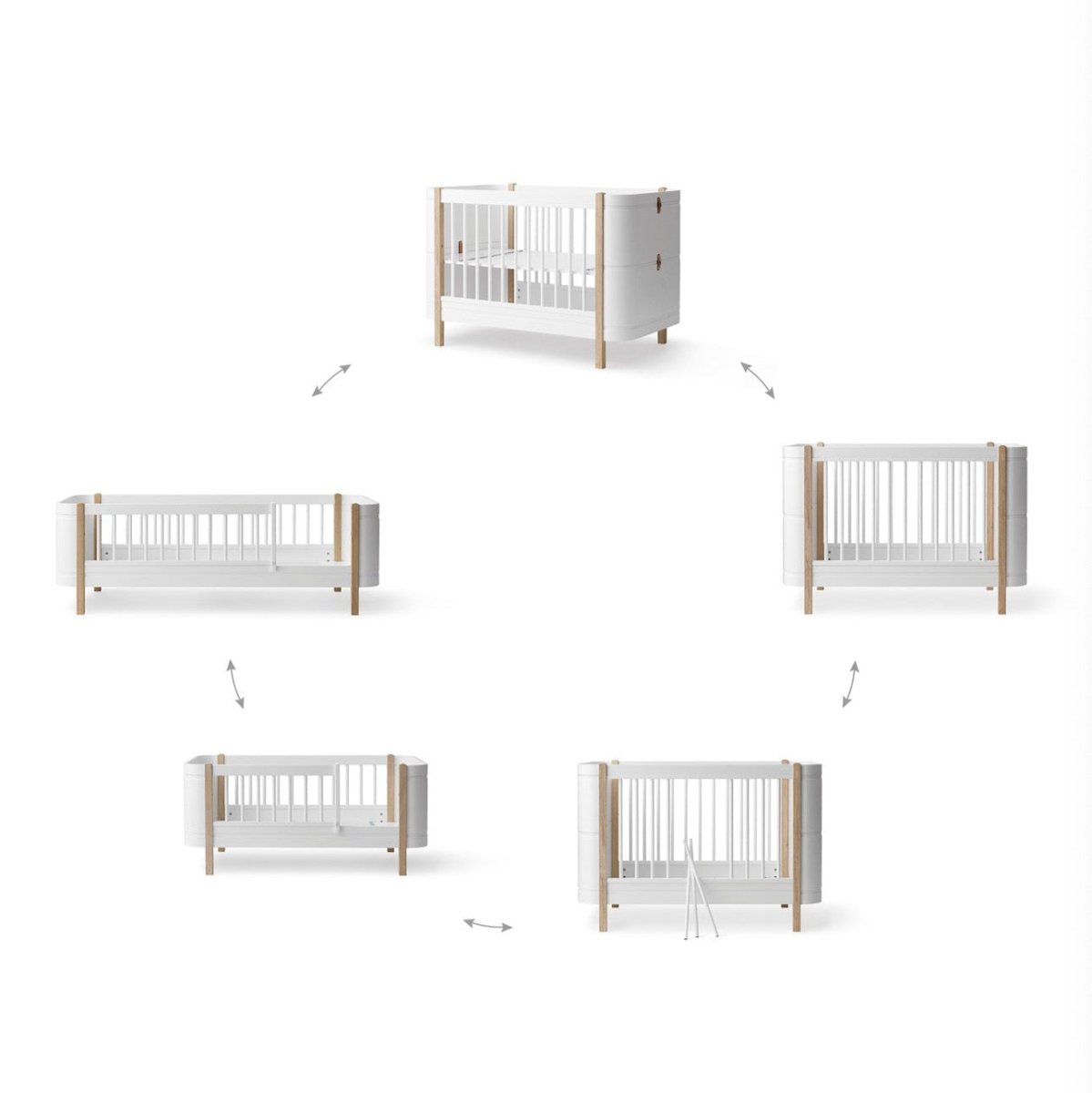 OLIVER FURNITURE - 041493 - Junior Kit De Conversion Mini+ (pièces Complémentaires Au Lit Bébé Évolutif Mini+), Blanc/chêne
