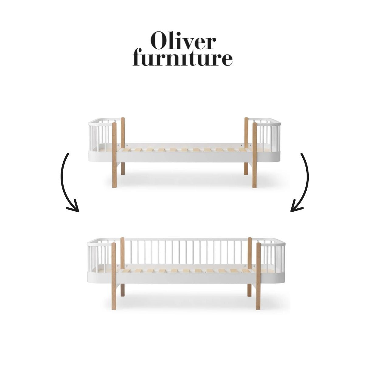 OLIVER FURNITURE - 041501 - Kit De Conversion Original, Lit - En Lit Banquette, Blanc/chêne