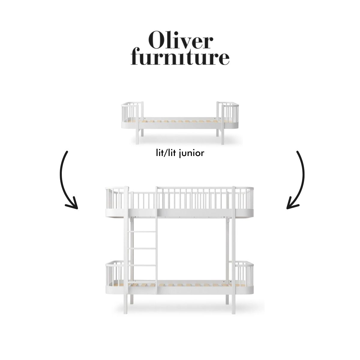 OLIVER FURNITURE - 041508 - Kit De Conversion Original, Lit/lit Junior - En Lit Superposé, Blanc