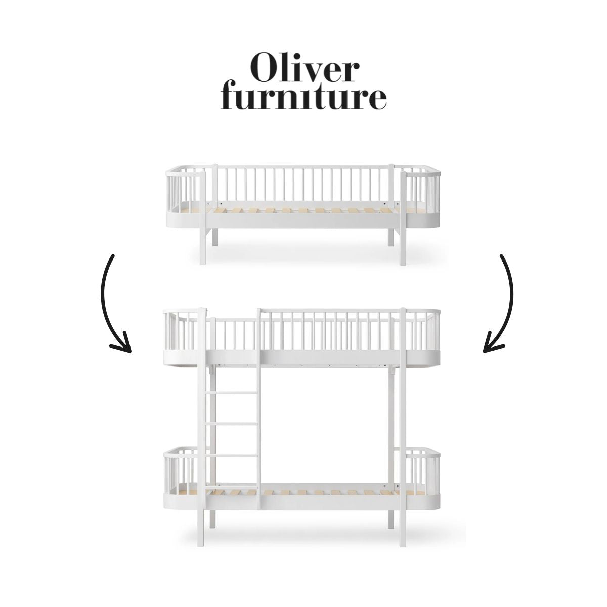 OLIVER FURNITURE - 041518 - Kit De Conversion Original, Lit Banquette - En Lit Superposé, Blanc