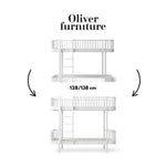 OLIVER FURNITURE - 041528 - Kit De Conversion Original, Lit Mezzanine Mi - haut 128/138 Cm - En Lit Superposé, Blanc