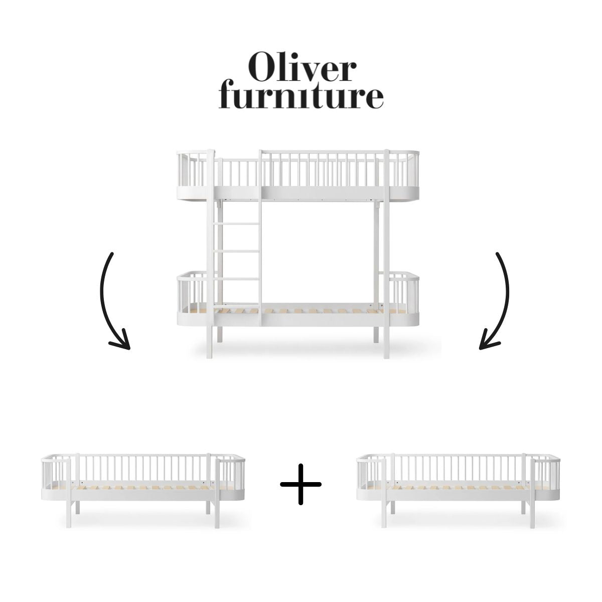 OLIVER FURNITURE - 041560 - Kit De Conversion Original, Lit Superposé - En 2 Lits Banquettes, Blanc