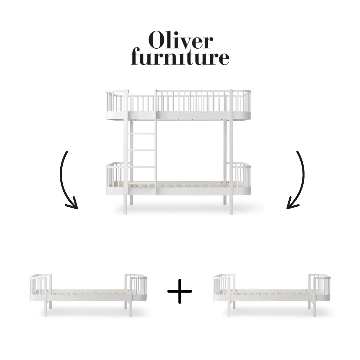 OLIVER FURNITURE - 041562 - Kit De Conversion Original, Lit Superposé - En 2 Lits, Blanc