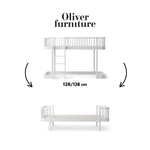 OLIVER FURNITURE - 041709 - Kit De Conversion Original, Lit Mezzanine Mi - haut 128/138 Cm - En Lit, Blanc