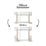 OLIVER FURNITURE - 041714 - Kit De Conversion Original, Lit Mezzanine Mi - haut 128/138 Cm - En Lit Mezzanine Haut, Blanc/chêne