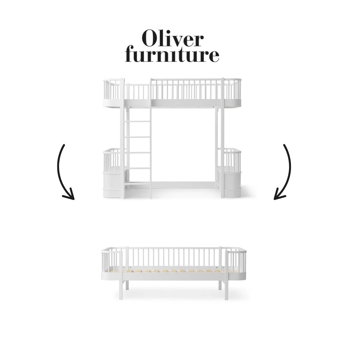 OLIVER FURNITURE - 041719 - Kit De Conversion Original, Lit Mezzanine Haut - En Lit Banquette, Blanc