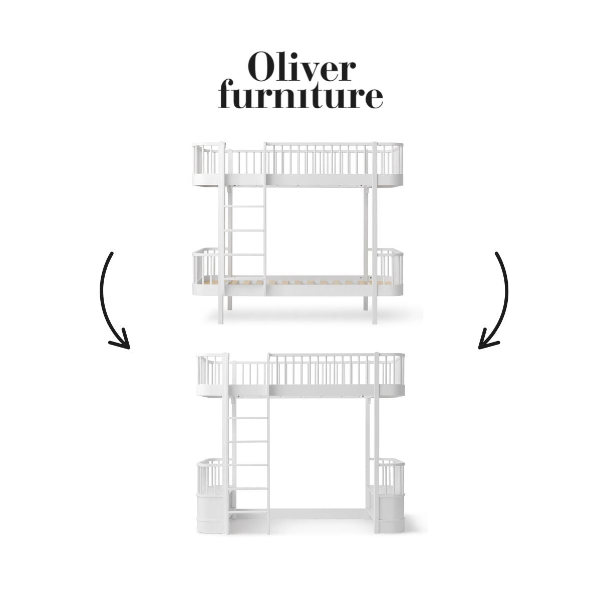 OLIVER FURNITURE - 041727 - Kit De Conversion Original, Lit Superposé - En Lit Mezzanine Haut, Blanc