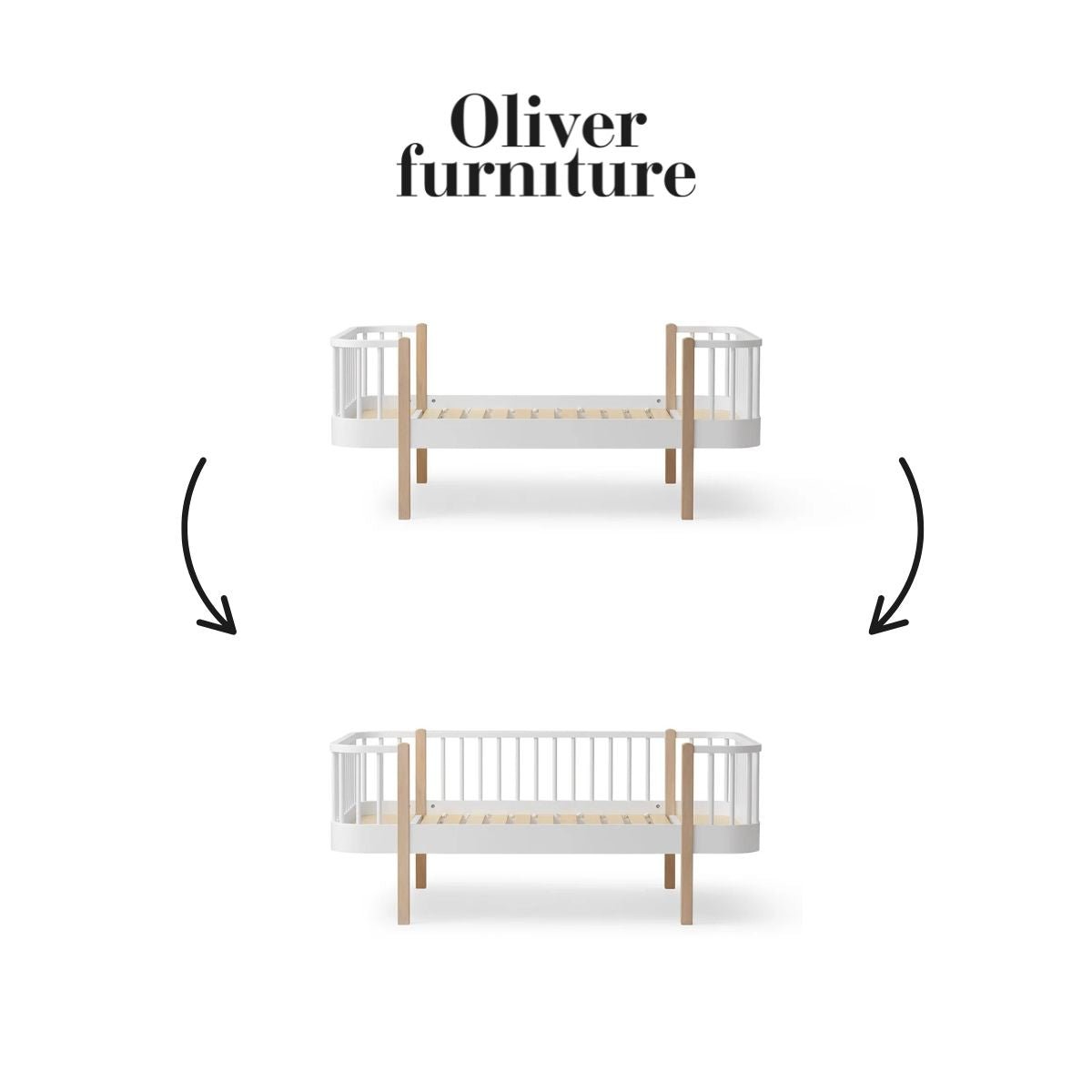 OLIVER FURNITURE - 041729 - Kit De Conversion Original, Lit Junior - En Lit Junior Banquette, Blanc/chêne
