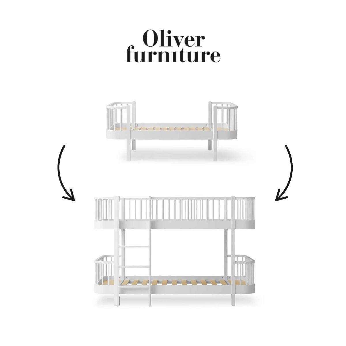 OLIVER FURNITURE - 041756 - Kit De Conversion Original, Lit Junior - En Lit Superposé Mi - haut, Blanc