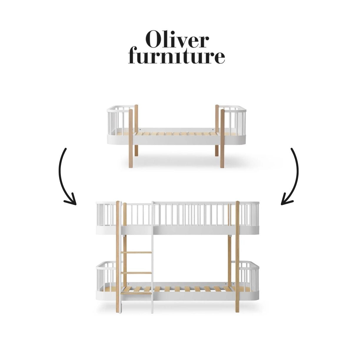 OLIVER FURNITURE - 041757 - Kit De Conversion Original, Lit Junior - En Lit Superposé Mi - haut, Blanc/chêne