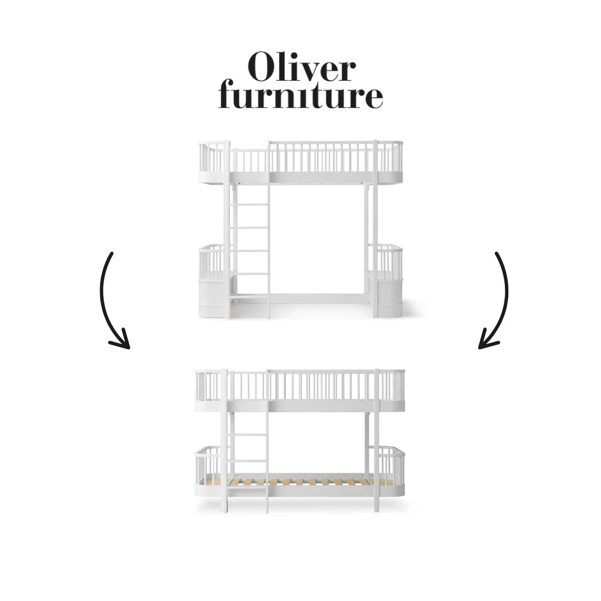 OLIVER FURNITURE - 041766 - Kit De Conversion Original, Lit Mezzanine Haut - En Lit Superposé Mi - haut, Blanc