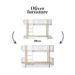 OLIVER FURNITURE - 041771 - Kit De Conversion Original, Lit Mezzanine Mi - haut 138 Cm - En Lit Superposé Mi - haut, Blanc/chêne