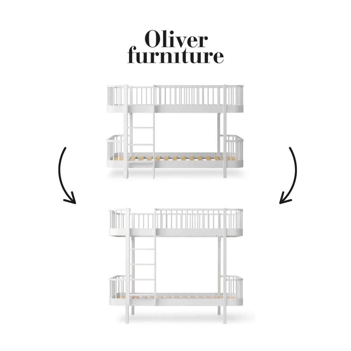 OLIVER FURNITURE - 041776 - Kit De Conversion Original, Lit Superposé Mi - haut - En Lit Superposé, Blanc
