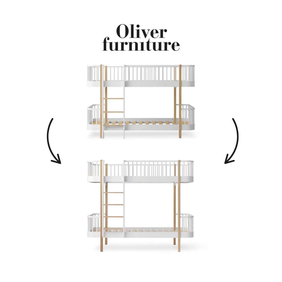 OLIVER FURNITURE - 041777 - Kit De Conversion Original, Lit Superposé Mi - haut - En Lit Superposé, Blanc/chêne