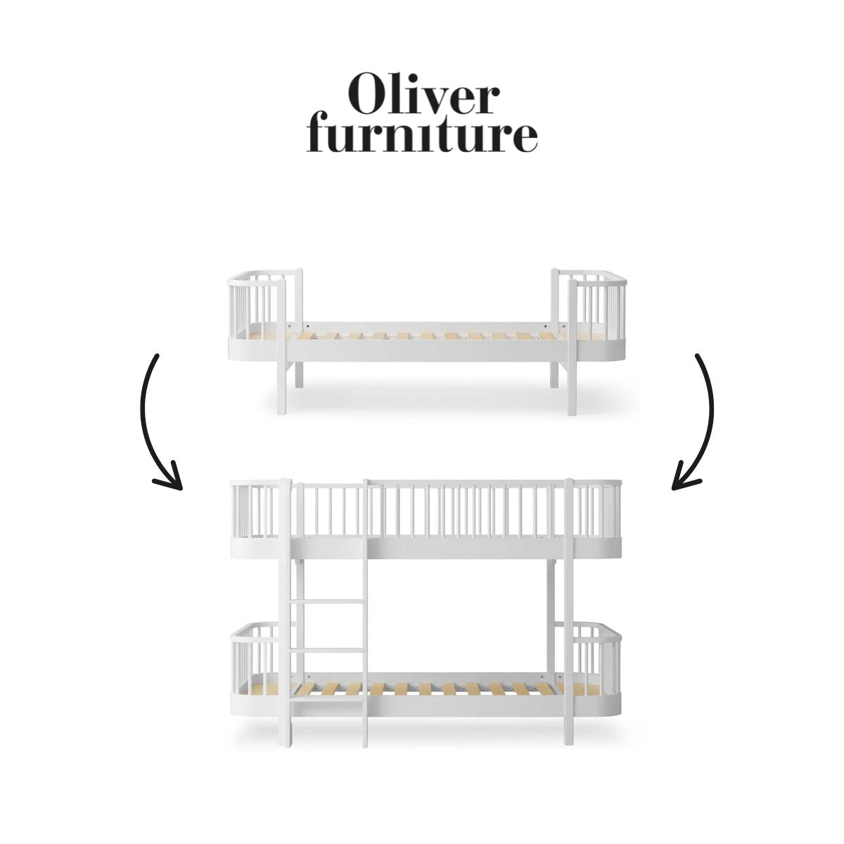 OLIVER FURNITURE - 041778 - Kit De Conversion Original, Lit - En Lit Superposé Mi - haut, Blanc