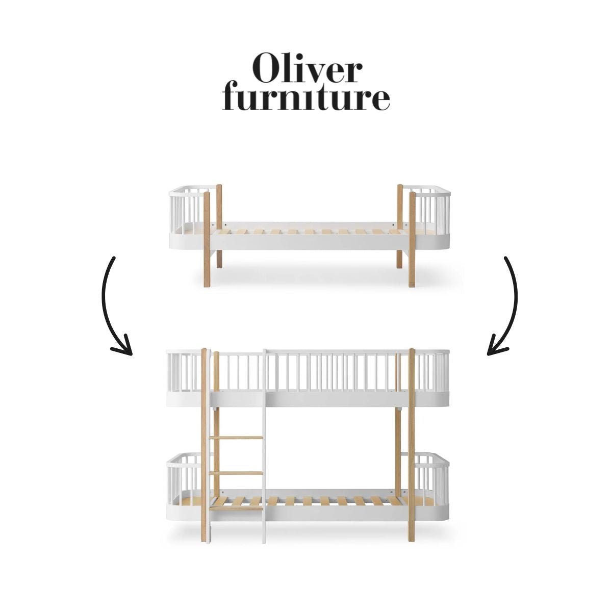 OLIVER FURNITURE - 041779 - Kit De Conversion Original, Lit - En Lit Superposé Mi - haut, Blanc/chêne